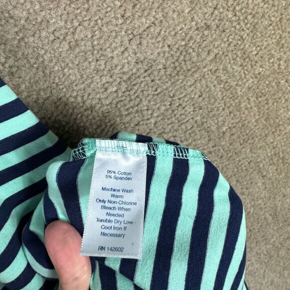 STS Sail to Sable Maxi Dress Size Medium Green/Navy Striped Racerback Side Slits - Picture 6 of 9